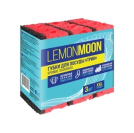Губка для посуды 116х76х36 поролон 3 шт Lemon Moon Трио