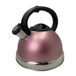 Чайник 3,0 л нерж Висим со свистком, толщина 0,4 мм, розовый с перламутром