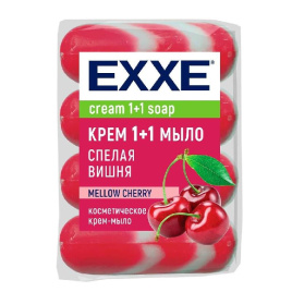 Мыло EXXE 1+1 блок 4Х75 гр Спелая вишня (красное полосатое)