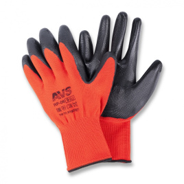 Перчатки нейлоновые с нитриловым покрытием МБС для точных работ (красно-черные) 1 пара AVC RP-06