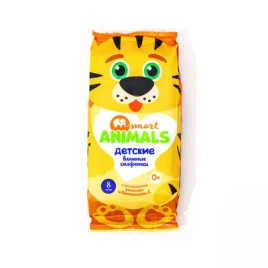 Салфетки влажные Smart animals №8 детские с ромашкой и витамином Е mix