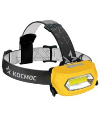 Фонарь налобный Космос KOC-LiPoH3 (лит.акк.3,7V1,2Ah) 1св/д COB 3W (210lm), жёлт/пластик, з/у USB