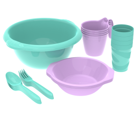 Набор посуды для пикника №1 Праздничный 4 персоны, 21 предмет