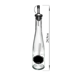Бутылка-конус 200 мл с мет. дозат  для масла/соусов стекл и мел для маркировки Меловой дизайн