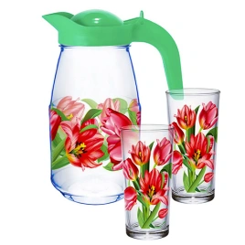 Набор для воды 3 пр. Тюльпаны (кувшин + 2 стакана)
