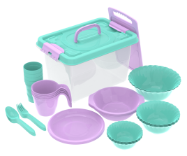 Набор посуды для пикника №5 Весёлая компания 4 персоны, 36 предметов