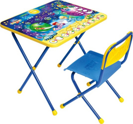 Комплект детский Математика в космосе, складной (стол+стул) синий