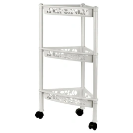Этажерка Keeplex Lигht на колесиках трехсекционная угловая 38,3х22,2х69см белое облако