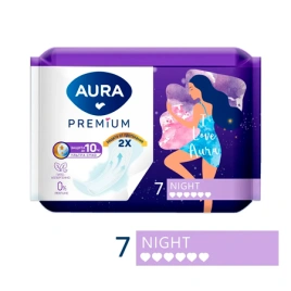 Прокладки женские гигиенические NIGHT 7 шт AURA PREMIUM 2/24 