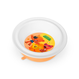 Тарелка детская 400 мл глубокая на присоске МИ-МИ-Мишки оранжевая