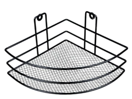 Полка 1- ярусная 210x210x110 мм угловая с сетчатым дном, черная