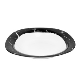 Тарелка суповая квадратная 23*23 см, h=40 мм, 460 мл, черный мрамор, гладкий край
