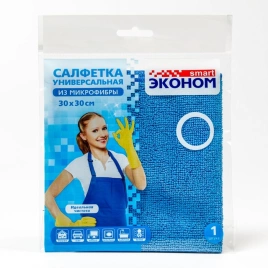 Салфетка для стекол и зеркал Эконом smart 30х30 80*20 Микрофибра №1