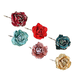 [о353080] СНОУ БУМ Украшение декоративное в виде розы, текстиль, 22x16см, 6 цветов