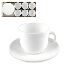 Набор чайный на 6 персон / 12 предметов: кружка 250 мл + блюдце d=15,2 см, белье