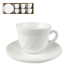 Набор чайный на 6 персон / 12 предметов: кружка 190 мл + блюдце d=14 см, белье