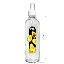 Бутылка 330 мл цилиндр с кноп. дозатором для масла/соусов, Oil collection с авокадо, стекло