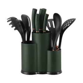 Набор ножей и кухонных принадлежностей 12 предметов, черный
