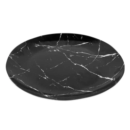 Тарелка плоская круглая d=21,5 см черный мрамор, форма луна