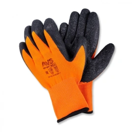 Перчатки нейлоновые с ребристым латексным покрытием 1 пара (оранжево-черные) AVS RP-07