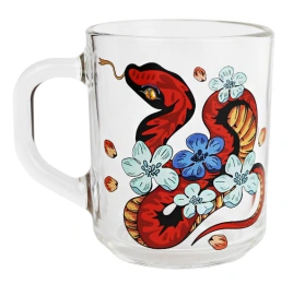 НГ Кружка 200 мл Green tea Цветы и змеи