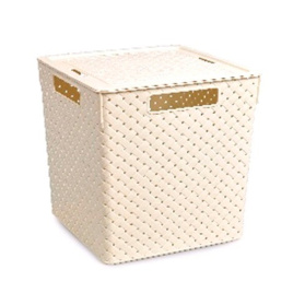 Коробка квадратная «Береста» 23л, 294х294х300мм, с кр,белый