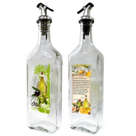 Бутылка с пл. дозатором для оливкового масла с рецептом приг. на лимонах 500 мл, стекло