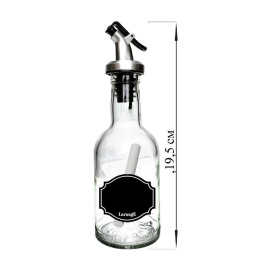 Бутылка 200 мл с пл. дозат для масла/соусов,стекл и мел для маркировки Меловой дизайн