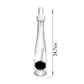 Бутылка-конус 200 мл с кнопочным дозат для масла/соусов стекл и мел д/маркировки Меловой дизайн