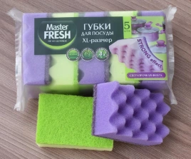 Губка для посуды Master FRESH XL-размер STRONG effect, 5шт