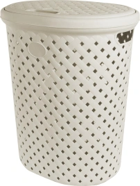 Корзина для белья 42,0 л Plast Team Rattan молочный туман