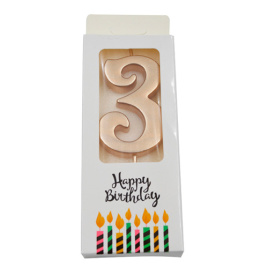 Свечи для торта цифры 3 , цвет золото