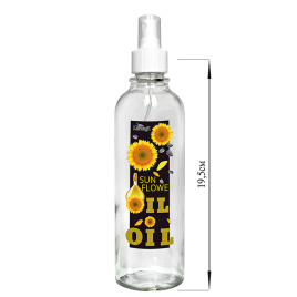 Бутылка 330 мл цилиндр с кноп. дозатором для масла/соусов, Sun flower oil, стекло