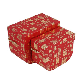 [о369534] Набор подарочных коробок 2 в 1 (15x11,5x7,9 см, 17,7x13,4x10,4 см) с золотым фольг.слоем, красный