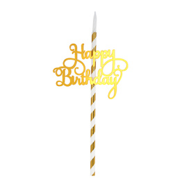[о506210] FNtastic Топпер-свеча Happy Birthday, парафин, бумага, 10,5x23см