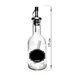 Бутылка 200 мл с мет дозат для масла/соусов стекл и мел для маркировки Меловой дизайн