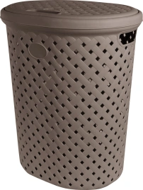 Корзина для белья 42,0 л Plast Team Rattan шоколадный мокко