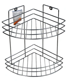 Полка 2-х ярусная 210x210x285 мм угловая, хром зеркало