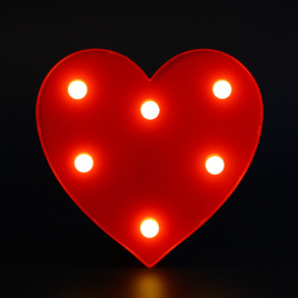 Светильник led в форме сердца, 17х16,2х3,3см, 2xаа, пластик, 2 цвета