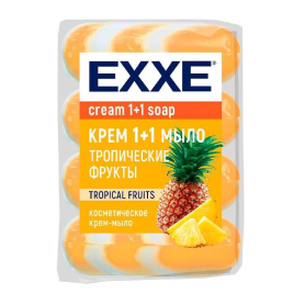 Мыло EXXE 1+1 блок 4Х75 гр Тропические фрукты (оранжевое полосатое)