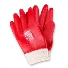 Перчатки ПВХ полный облив МБС 1 пара (красные, резиновая манжета)AVS RP-09