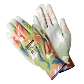 Перчатки Для садовых работ полиэстеровые,полиуретановое покрытие,однотонные № 2 Fiberon 8(М)