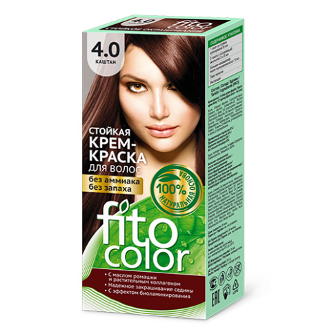  Крем-краска для волос стойкая серии Fitocolor, тон 4.0 каштан 115мл фото 1