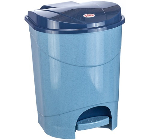  Контейнер для мусора 11,0 л 330*260*260 мм с педалью, с вкладышем голубой мрамор фото 1