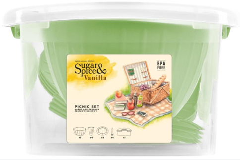  Набор для пикника  на 4 перс. (14 предметов) Sugar&Spice Vanilla фисташка фото 1