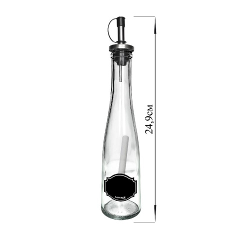  Бутылка-конус 200 мл с мет. дозат  для масла/соусов стекл и мел для маркировки Меловой дизайн фото 1