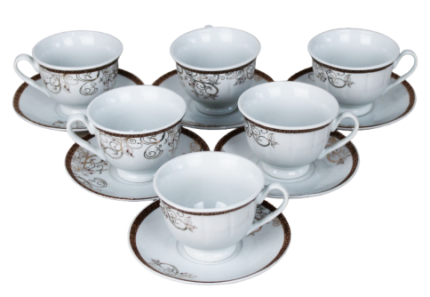  Набор чайный 12 предметов: чашка 180 мл - 6шт, блюдце 14 см - 6шт фото 1