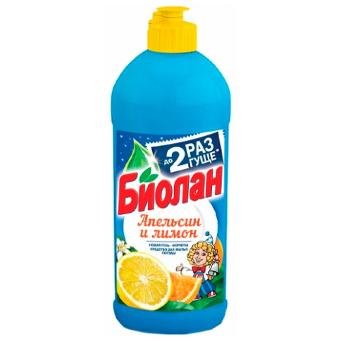  Средство для мытья посуды БИОЛАН Апельсин и Лимон 450гр фото 1