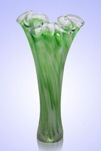  Ваза Волна h-28 см (в стеклокрошку) Зелёный фото 1