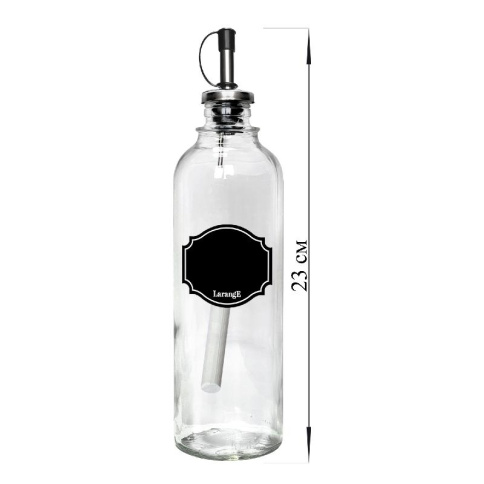  Бутылка 330 мл цилиндр с мет. дозатором для масла/соусов, Меловой дизайн фото 1